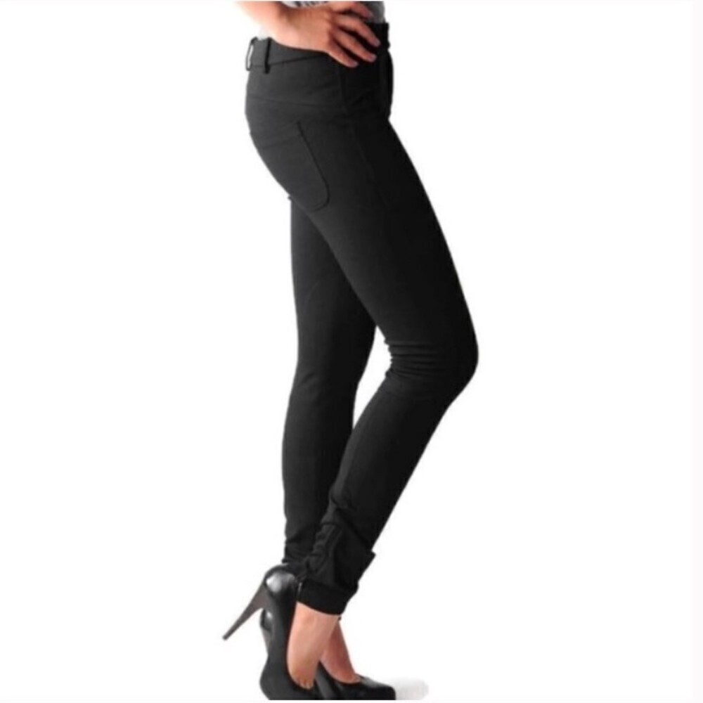 VINCE Ponte Knit Skinny Riding Pants Leggings with Zip Ankle in Black 2 Minimal